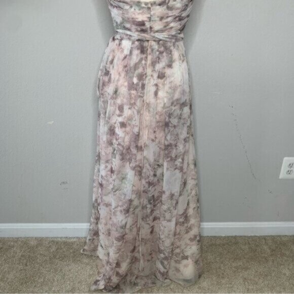 Jenny Yoo Strapless Sweetheart Floral Chiffon Maxi Gown - Picture 13 of 16